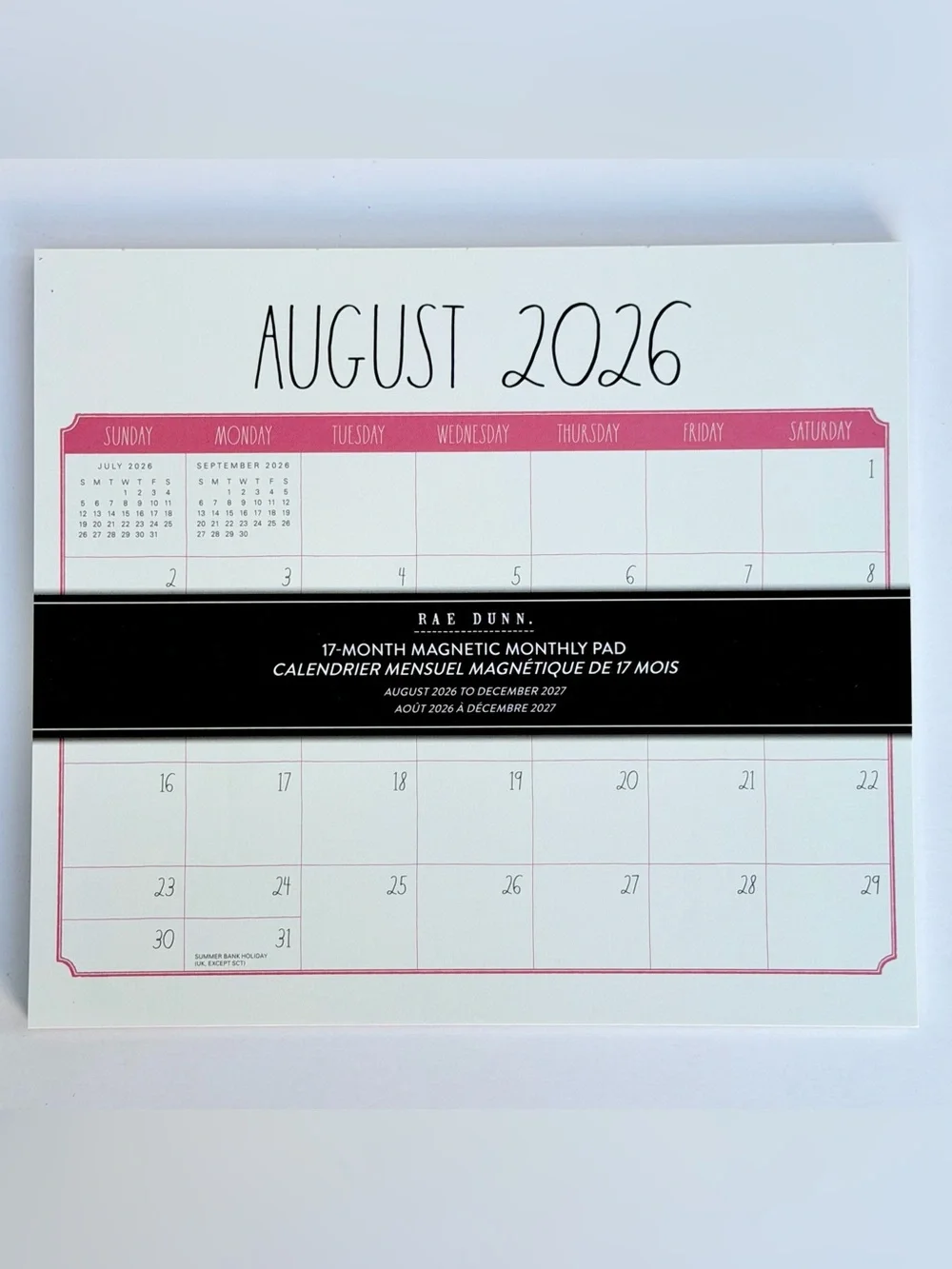Rae Dunn 2026-2027 Magnetic Monthly Weekly 17-month Calendar Pad (Multi Colors)